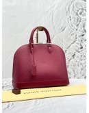 (LIKE NEW) LOUIS VUITTON ALMA MM TOP HANDLE BAG IN MAROON EPI LEATHER