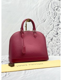 (LIKE NEW) LOUIS VUITTON ALMA MM TOP HANDLE BAG IN MAROON EPI LEATHER