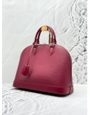 (LIKE NEW) LOUIS VUITTON ALMA MM TOP HANDLE BAG IN MAROON EPI LEATHER