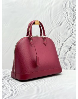 (LIKE NEW) LOUIS VUITTON ALMA MM TOP HANDLE BAG IN MAROON EPI LEATHER