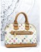 LOUIS VUITTON ALMA PM MULTICOLOR IN WHITE CANVAS GOLD HARDWARE DOUBLE ZIP CLOSURE HANDLE BAG