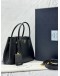 (LIKE NEW) PRADA SMALL DOUBLE TOP HANDLE AND SHOULDER BAG IN BLACK SAFFIANO LEATHER