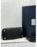 (LIKE NEW) PRADA SMALL DOUBLE TOP HANDLE AND SHOULDER BAG IN BLACK SAFFIANO LEATHER