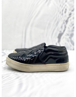CELINE BLACK PATENT LEATHER SLIP ON SNEAKERS SIZE 36