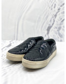 CELINE BLACK PATENT LEATHER SLIP ON SNEAKERS SIZE 36