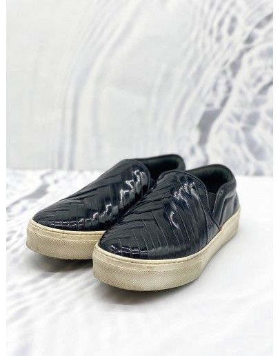 CELINE BLACK PATENT LEATHER SLIP ON SNEAKERS SIZE 36