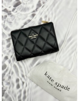 (LIKE NEW) KATE SPADE CAREY COMPACT BIFOLD WALLET IN BLACK CALFSKIN LEATHER