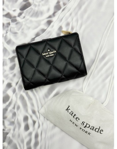 (LIKE NEW) KATE SPADE CAREY COMPACT BIFOLD WALLET IN BLACK CALFSKIN LEATHER
