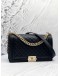 (LIKE NEW) CHANEL BOY NEW MEDIUM FLAP SHOULDER AND CROSSBODY BAG IN BLACK QUILTED LAMBSKIN LEATHER YEAR 2016 -FULL SET-