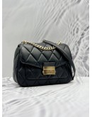 KATE SPADE CAREY SMALL FLAP SHOULDER AND CROSSBODY BAG IN BLACK CALFSKIN LEATHER