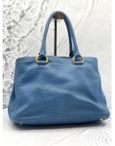 PRADA VITELLO BLUE DAINO LEATHER TOTE 