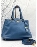 PRADA VITELLO BLUE DAINO LEATHER TOTE 