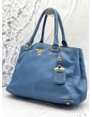 PRADA VITELLO BLUE DAINO LEATHER TOTE 