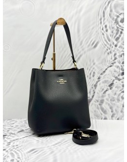 COACH MOLLIE BUCKET SHOULDER AND CROSSBODY BAG IN BLACK PEBBLED LEATHER