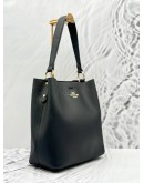 COACH MOLLIE BUCKET SHOULDER AND CROSSBODY BAG IN BLACK PEBBLED LEATHER