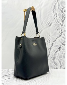COACH MOLLIE BUCKET SHOULDER AND CROSSBODY BAG IN BLACK PEBBLED LEATHER