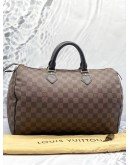 (LIKE NEW) LOUIS VUITTON SPEEDY 35 BROWN DAMIER EBENE CANVAS HANDLE BAG
