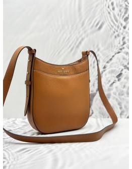 KATE SPADE LEILA NORTH SOUTH CROSSBODY BAG IN BROWN PEBBLED LEATHER