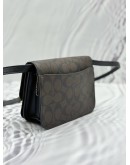 COACH BRYNN FLAP CROSSBODY BAG IN BROWN BLACK CANVAS AND CALFSKIN LEATHER