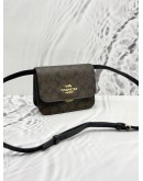 COACH BRYNN FLAP CROSSBODY BAG IN BROWN BLACK CANVAS AND CALFSKIN LEATHER