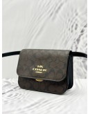 COACH BRYNN FLAP CROSSBODY BAG IN BROWN BLACK CANVAS AND CALFSKIN LEATHER