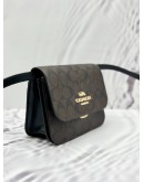 COACH BRYNN FLAP CROSSBODY BAG IN BROWN BLACK CANVAS AND CALFSKIN LEATHER