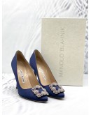 (LIKE NEW) MANOLO BLAHNIK HANGISI 90 EMBELLISHED SATIN PUMPS SIZE 37