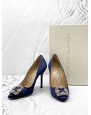 (LIKE NEW) MANOLO BLAHNIK HANGISI 90 EMBELLISHED SATIN PUMPS SIZE 37