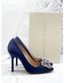 (LIKE NEW) MANOLO BLAHNIK HANGISI 90 EMBELLISHED SATIN PUMPS SIZE 37