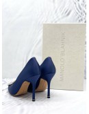 (LIKE NEW) MANOLO BLAHNIK HANGISI 90 EMBELLISHED SATIN PUMPS SIZE 37