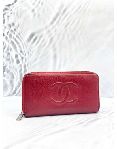 CHANEL CAVIAR LEATHER ZIP AROUND LONG WALLET SHW