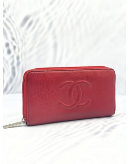 CHANEL CAVIAR LEATHER ZIP AROUND LONG WALLET SHW
