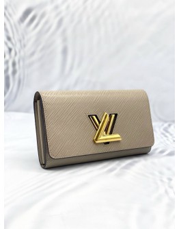 (LIKE NEW) LOUIS VUITTON TWIST LIGHT GREY EPI LEATHER LONG WALLET