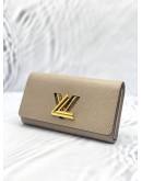 (LIKE NEW) LOUIS VUITTON TWIST LIGHT GREY EPI LEATHER LONG WALLET