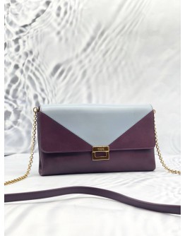 TOD'S PURPLE AND LIGHT BLUE CLUTCH WITH GOLD HARDWARE 