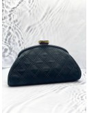 2014 CHANEL BLACK QUILTED NUBUCK LEATHER TIMELESS CLUTCH  