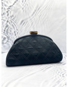 2014 CHANEL BLACK QUILTED NUBUCK LEATHER TIMELESS CLUTCH  
