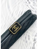 2014 CHANEL BLACK QUILTED NUBUCK LEATHER TIMELESS CLUTCH  
