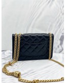 (LIKE NEW)CHANEL BLACK QUILTED LAMBSKIN CAMELLIA WALLET ON CHAIN GHW -FULL SET-