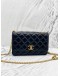 (LIKE NEW)CHANEL BLACK QUILTED LAMBSKIN CAMELLIA WALLET ON CHAIN GHW -FULL SET-