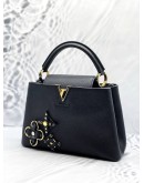 (LIKE NEW) LOUIS VUITTON CAPUCINES BB LIMITED EDITION BAG IN BLACK TAURILLON LEATHER -FULL SET-