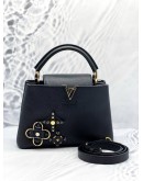 (LIKE NEW) LOUIS VUITTON CAPUCINES BB LIMITED EDITION BAG IN BLACK TAURILLON LEATHER -FULL SET-