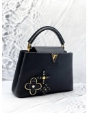 (LIKE NEW) LOUIS VUITTON CAPUCINES BB LIMITED EDITION BAG IN BLACK TAURILLON LEATHER -FULL SET-