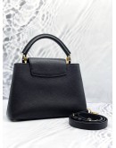 (LIKE NEW) LOUIS VUITTON CAPUCINES BB LIMITED EDITION BAG IN BLACK TAURILLON LEATHER -FULL SET-