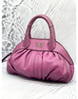 (LIKE NEW) LANCEL GOUSSET PURPLE LEATHER HANDLE BAG