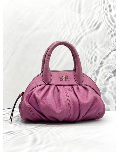 (LIKE NEW) LANCEL GOUSSET PURPLE LEATHER HANDLE BAG