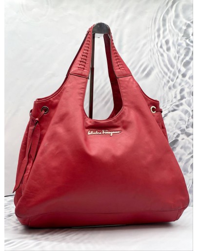 SALVATORE FERRAGAMO RED HOBO SHOULDER BAG 