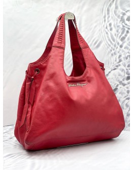 SALVATORE FERRAGAMO RED HOBO SHOULDER BAG 