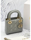 (LIKE NEW) 2024 CHRISTIAN DIOR MINI LADY DIOR METALLIC PEARLY SILVER BAG -FULL SET- 
