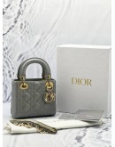 (LIKE NEW) 2024 CHRISTIAN DIOR MINI LADY DIOR METALLIC PEARLY SILVER BAG -FULL SET- 